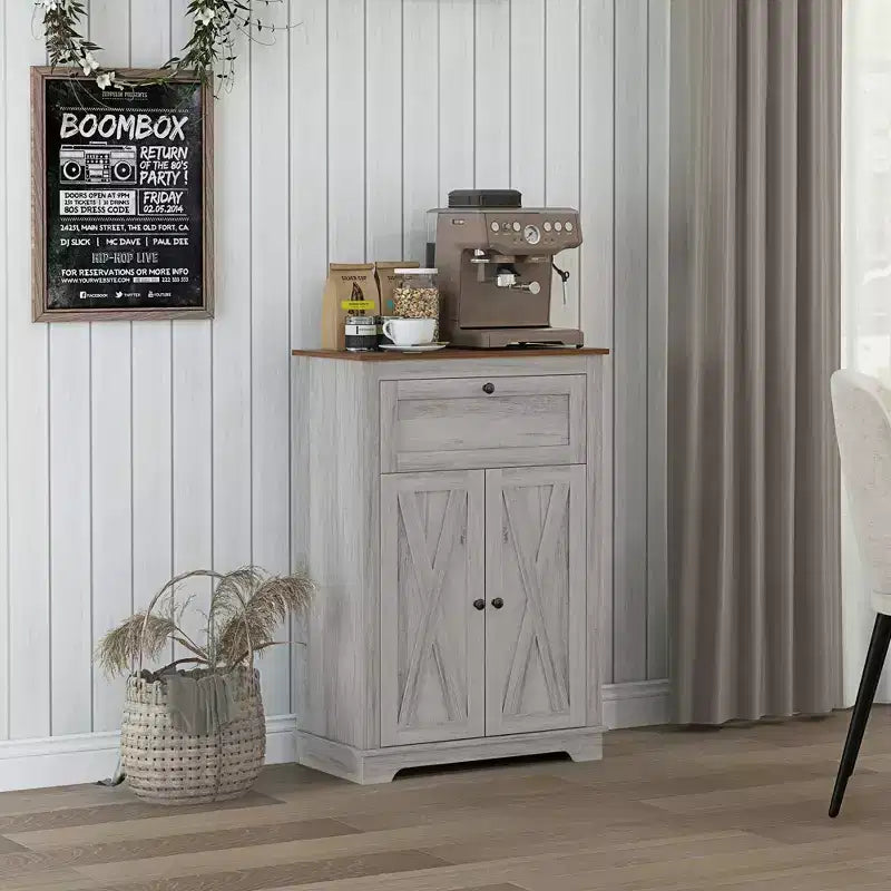 Buffet de ferme avec portes et tiroir pour cuisine, salon, 23,5x11,75x34,5