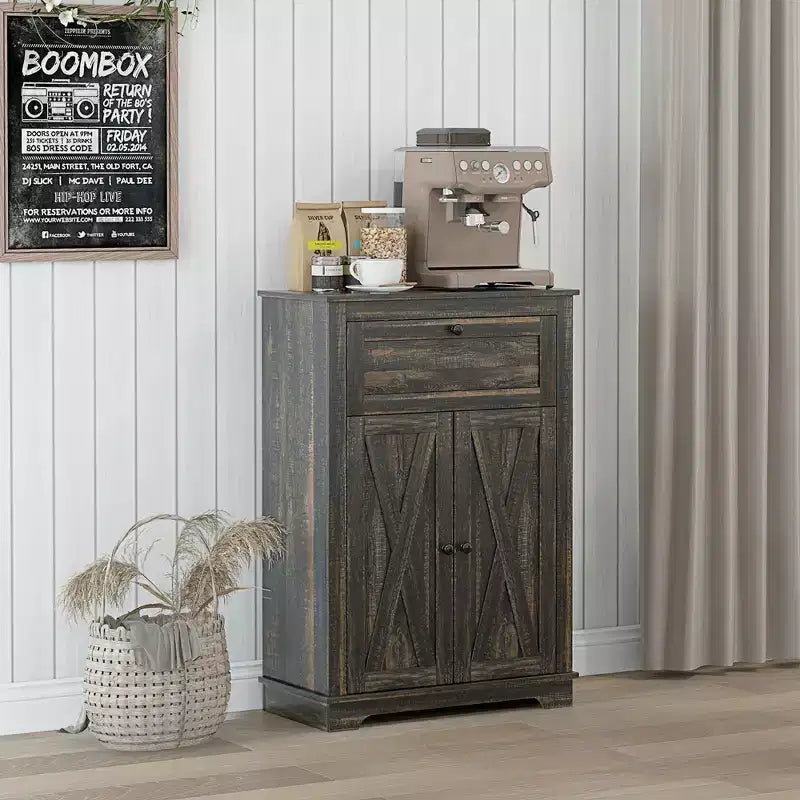 Buffet de ferme avec portes et tiroir pour cuisine, salon, 23,5x11,75x34,5