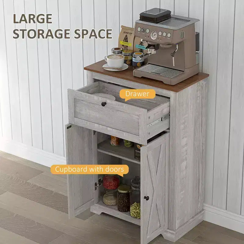 Buffet de ferme avec portes et tiroir pour cuisine, salon, 23,5x11,75x34,5
