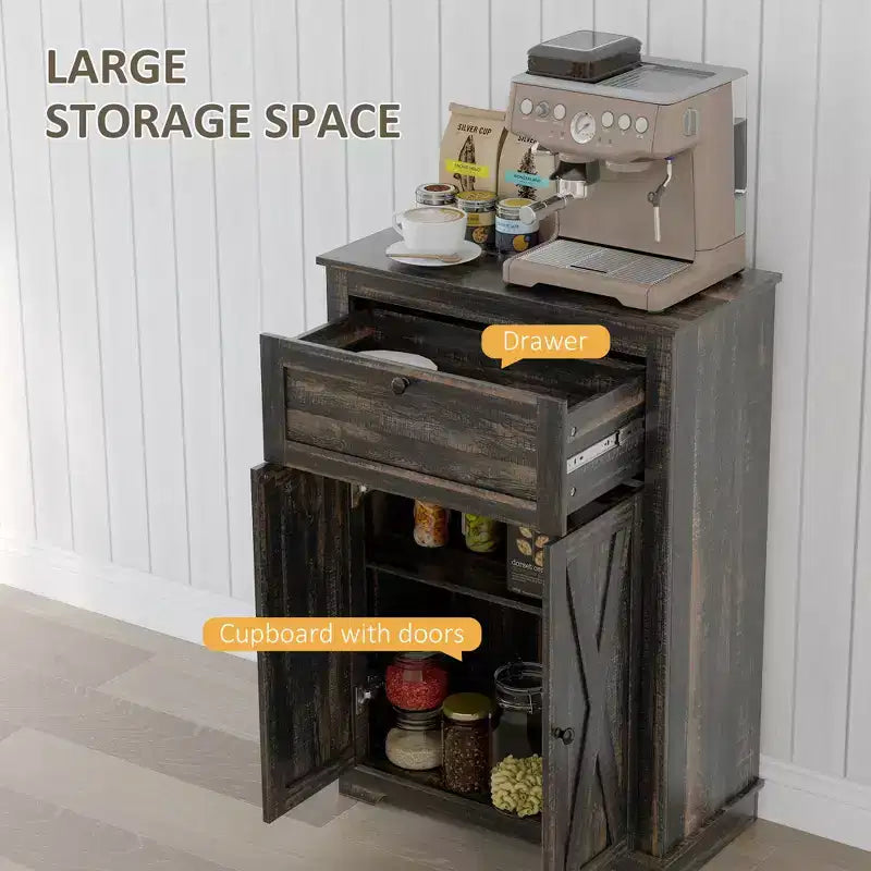 Buffet de ferme avec portes et tiroir pour cuisine, salon, 23,5x11,75x34,5