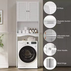 Meuble de rangement WC COZONY avec étagères réglables, Organisateur de salle de bain ventilé avec support mural