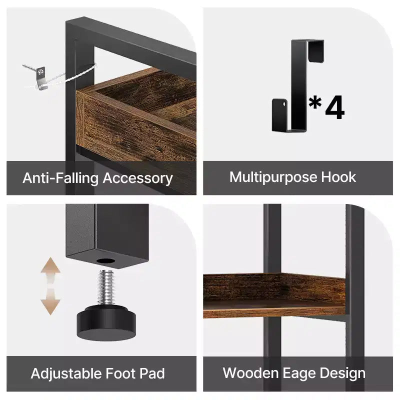 Étagère de style moderne Greenstell, Bibliothèque, Étagère haute d'angle de rangement pour la maison, le bureau, la chambre, la cuisine, le salon