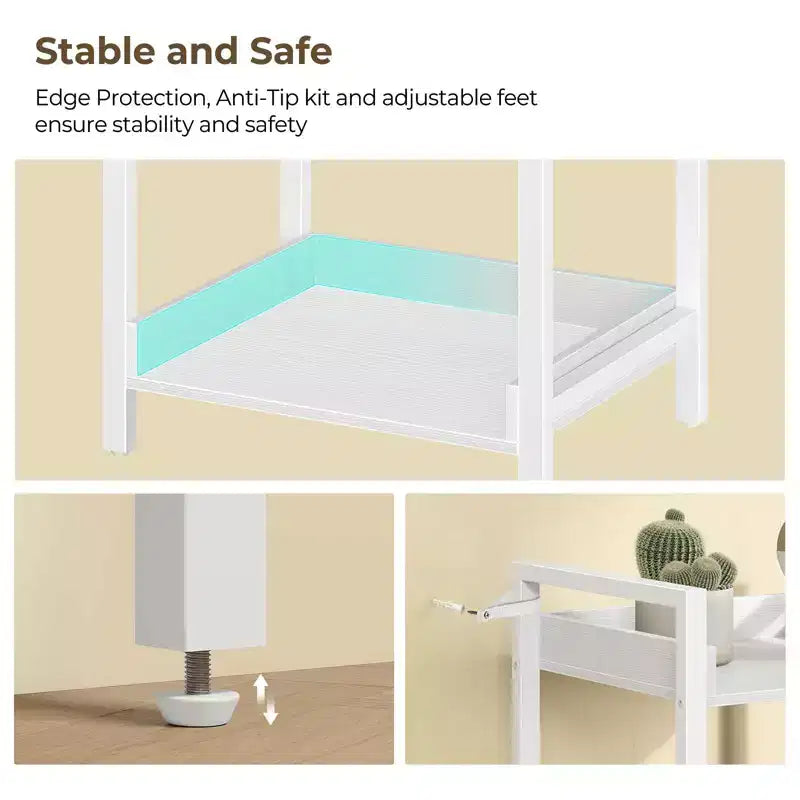 Étagère de style moderne Greenstell, Bibliothèque, Étagère haute d'angle de rangement pour la maison, le bureau, la chambre, la cuisine, le salon