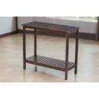 Okak - Console en bois vintage avec étagère inférieure, Table d'entrée au design rayé, Table d'appoint pour Salon, Couloir, Marron