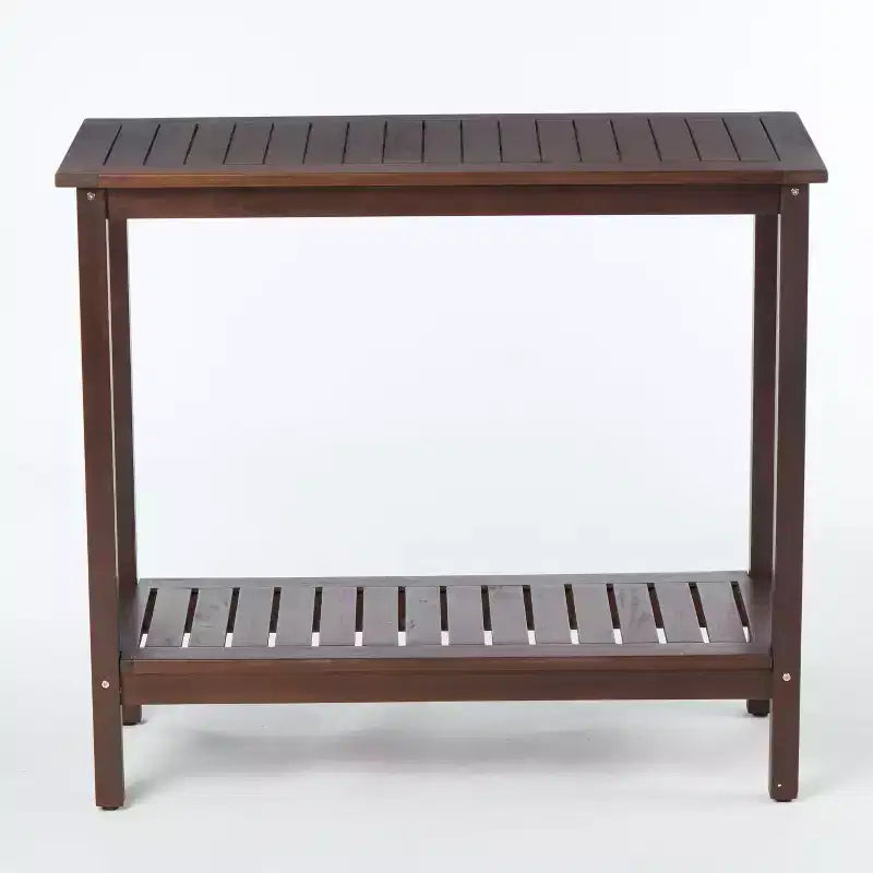 Okak - Console en bois vintage avec étagère inférieure, Table d'entrée au design rayé, Table d'appoint pour Salon, Couloir, Marron