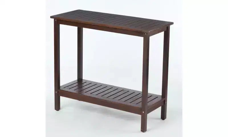 Okak - Console en bois vintage avec étagère inférieure, Table d'entrée au design rayé, Table d'appoint pour Salon, Couloir, Marron