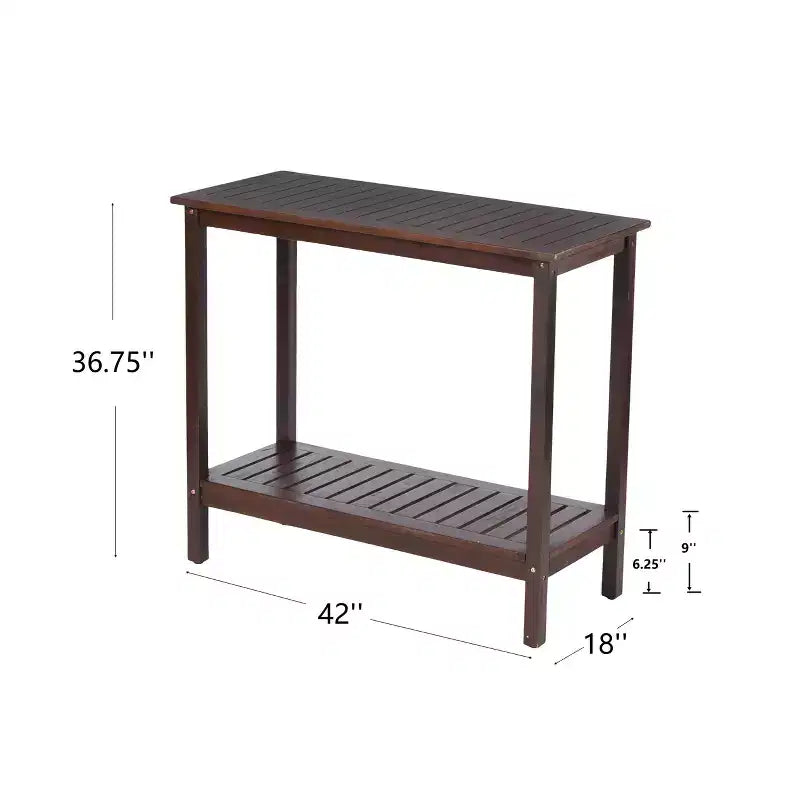 Okak - Console en bois vintage avec étagère inférieure, Table d'entrée au design rayé, Table d'appoint pour Salon, Couloir, Marron