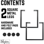 Pipe Decor Pieds de table basse Skyline carrés en métal noir mat de 30,5 cm – Lot de 2
