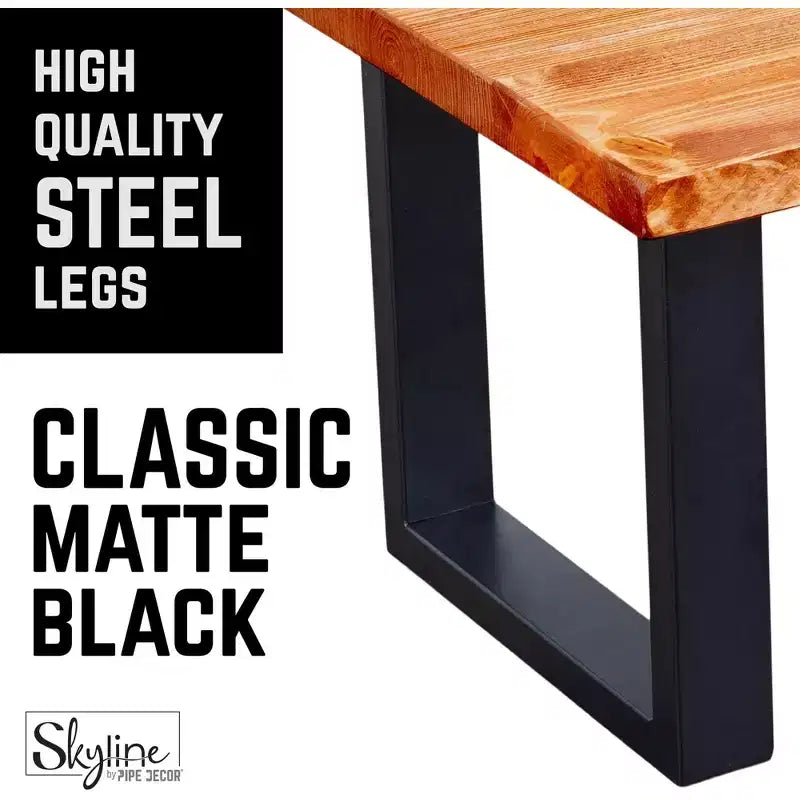Pipe Decor Pieds de table basse Skyline carrés en métal noir mat de 30,5 cm – Lot de 2