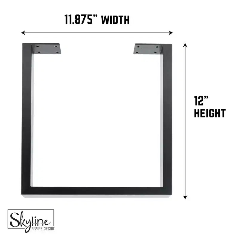 Pipe Decor Pieds de table basse Skyline carrés en métal noir mat de 30,5 cm – Lot de 2
