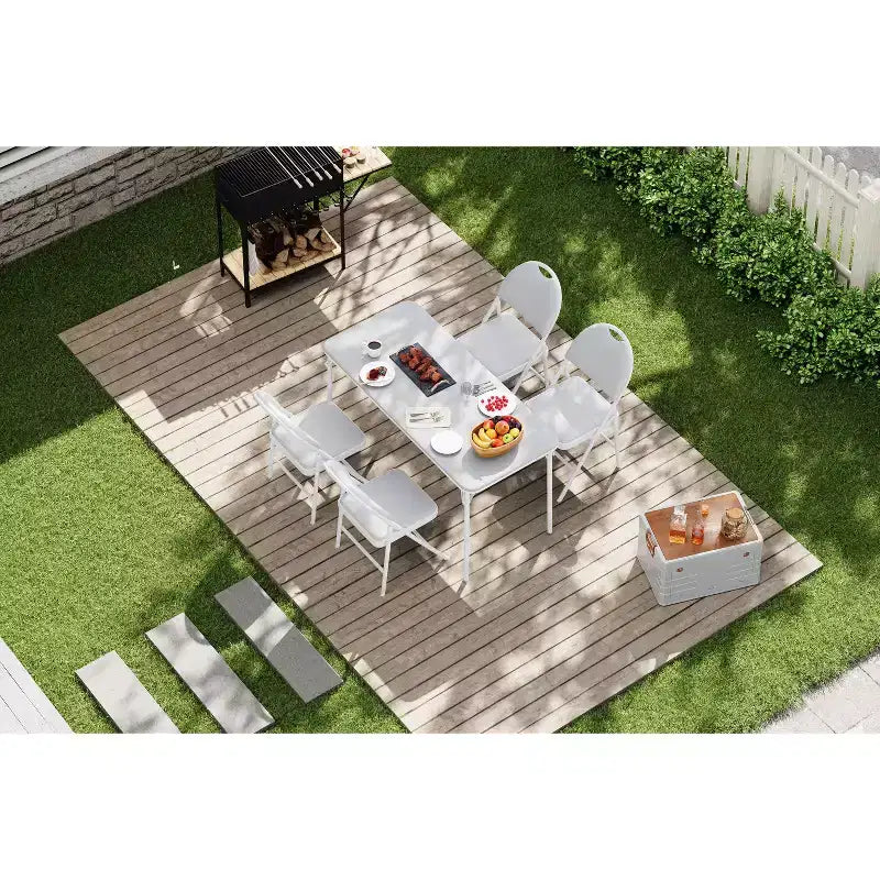 Ensemble Table et Chaises Pliantes, Ensemble Table et Chaises Pliantes Portables avec Pieds en Métal et Coussin Rembourré Épais, avec 4 chaises