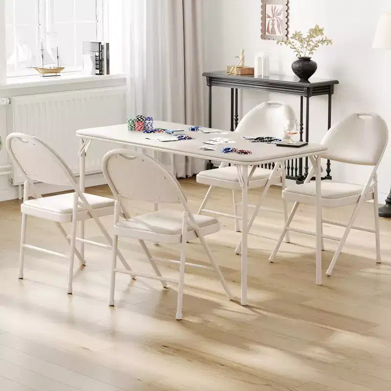 Folding Card Table and Chairs Set, Portable Folding Table and Chairs Set with Metal Legs and Thicken Padded Cushion,with 4 chairs