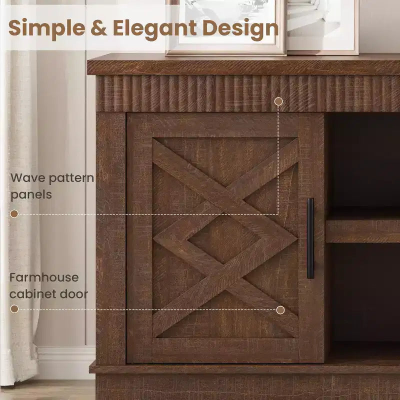 Meuble TV moderne CuisinSmart pour téléviseurs jusqu'à 70'', Meuble TV en bois style ferme avec étagères réglables, Meuble TV commode pour chambre à coucher et salon