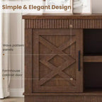 Meuble TV moderne CuisinSmart pour téléviseurs jusqu'à 70'', Meuble TV en bois style ferme avec étagères réglables, Meuble TV commode pour chambre à coucher et salon