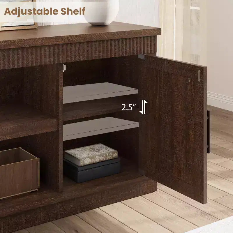 Meuble TV moderne CuisinSmart pour téléviseurs jusqu'à 70'', Meuble TV en bois style ferme avec étagères réglables, Meuble TV commode pour chambre à coucher et salon