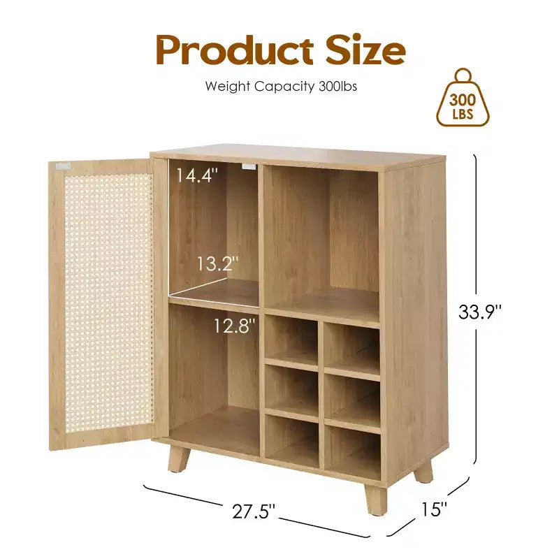 NAYSAYE 47 Bar Rail, Buffet de Rangement avec Porte-Verres, Meuble Bar pour Salon, Cuisine, Entrée, Beige, 15*27.5*33.8