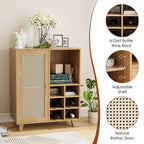 NAYSAYE 47 Bar Rail, Buffet de Rangement avec Porte-Verres, Meuble Bar pour Salon, Cuisine, Entrée, Beige, 15*27.5*33.8