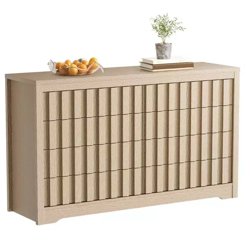 Fluted Dresser for Bedroom , Modern Wooden Chest of Drawers with Handleless, Wood Clothes Closet Organizer with Deep Storage for Living Room.