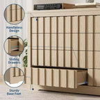 Commode cannelée pour chambre à coucher, commode moderne en bois sans poignée, organisateur de placard à vêtements en bois avec rangement profond pour salon.