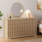 Commode cannelée pour chambre à coucher, commode moderne en bois sans poignée, organisateur de placard à vêtements en bois avec rangement profond pour salon.