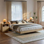 Table de chevet cannelée, table de chevet en chêne naturel avec tiroir et rangement ouvert, table de chevet moderne de 58 cm de large pour chambre à coucher