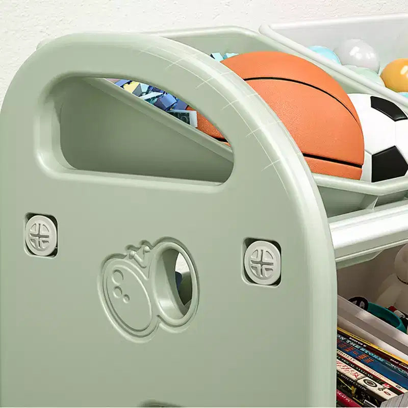Organisateur de rangement de jouets Whisen Kids, meuble de rangement de jouets multifonctionnel pour chambre d'enfant avec étagère et bacs en PEHD