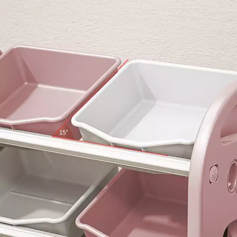 Organisateur de rangement de jouets Whisen Kids, meuble de rangement de jouets multifonctionnel pour chambre d'enfant avec étagère et bacs en PEHD
