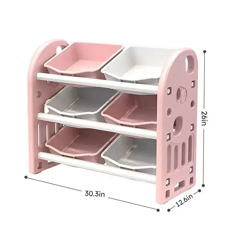 Organisateur de rangement de jouets Whisen Kids, meuble de rangement de jouets multifonctionnel pour chambre d'enfant avec étagère et bacs en PEHD
