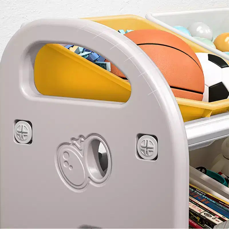 Organisateur de rangement de jouets Whisen Kids, meuble de rangement de jouets multifonctionnel pour chambre d'enfant avec étagère et bacs en PEHD