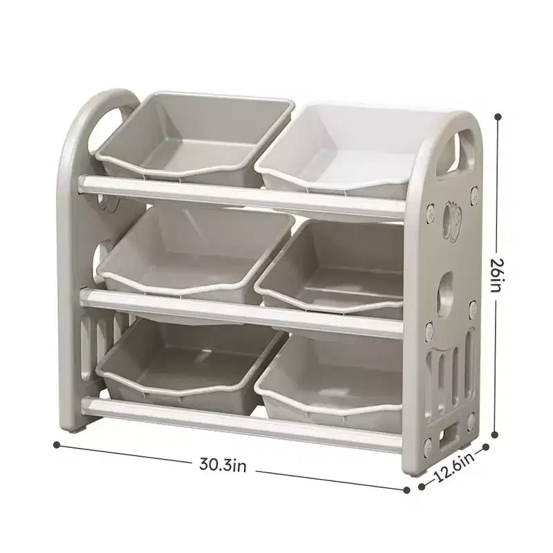 Organisateur de rangement de jouets Whisen Kids, meuble de rangement de jouets multifonctionnel pour chambre d'enfant avec étagère et bacs en PEHD