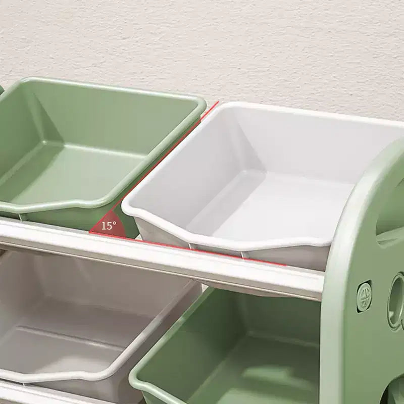 Organisateur de rangement de jouets Whisen Kids, meuble de rangement de jouets multifonctionnel pour chambre d'enfant avec étagère et bacs en PEHD