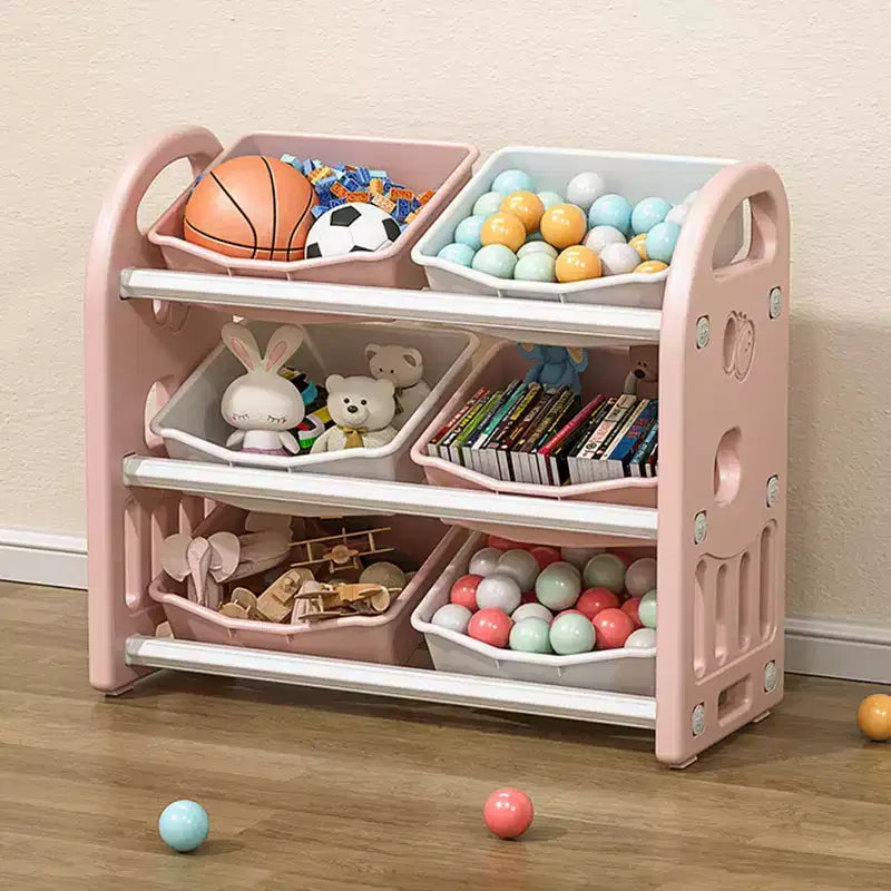 Organisateur de rangement de jouets Whisen Kids, meuble de rangement de jouets multifonctionnel pour chambre d'enfant avec étagère et bacs en PEHD