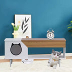 45 table basse rustique Meuble multifonctionnel pour chat avec tiroir de rangement et bac à litière caché pour le salon