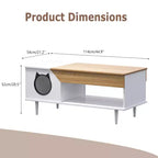 45 table basse rustique Meuble multifonctionnel pour chat avec tiroir de rangement et bac à litière caché pour le salon
