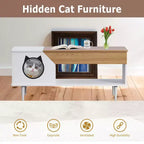 45 table basse rustique Meuble multifonctionnel pour chat avec tiroir de rangement et bac à litière caché pour le salon