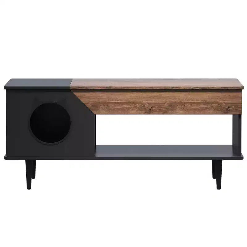 45 table basse rustique Meuble multifonctionnel pour chat avec tiroir de rangement et bac à litière caché pour le salon