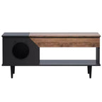 45 table basse rustique Meuble multifonctionnel pour chat avec tiroir de rangement et bac à litière caché pour le salon