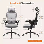 Chaise de bureau ergonomique Okak à dossier haut avec support lombaire réglable, chaise de jeu avec appuie-tête en maille, chaise d'ordinateur pour la maison, le bureau
