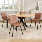 Table à manger Okak Mid-Century pour 4 à 6 personnes, table ronde avec pieds croisés en métal, table à dîner pour salon, salle à manger, cuisine