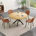 Table à manger Okak Mid-Century pour 4 à 6 personnes, table ronde avec pieds croisés en métal, table à dîner pour salon, salle à manger, cuisine