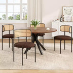 Table à manger Okak Mid-Century pour 4 à 6 personnes, table ronde avec pieds croisés en métal, table à dîner pour salon, salle à manger, cuisine