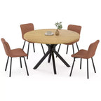 Table à manger Okak Mid-Century pour 4 à 6 personnes, table ronde avec pieds croisés en métal, table à dîner pour salon, salle à manger, cuisine