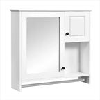 Meuble de salle de bain mural rectangulaire FAMYYT 30 po L x 27 po H en MDF avec miroir, étagères réglables, barre porte-serviettes, blanc