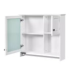 Meuble de salle de bain mural rectangulaire FAMYYT 30 po L x 27 po H en MDF avec miroir, étagères réglables, barre porte-serviettes, blanc