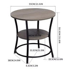 Table d'appoint ronde à 2 niveaux FurnitureR, 55 cm, table d'appoint pour canapé, salon ou chambre, cadre en métal et plateau en bois MDF, montage facile, 1 pièce, marron
