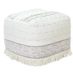 HomeRoots Pouf Ottoman rayé en coton crème 18