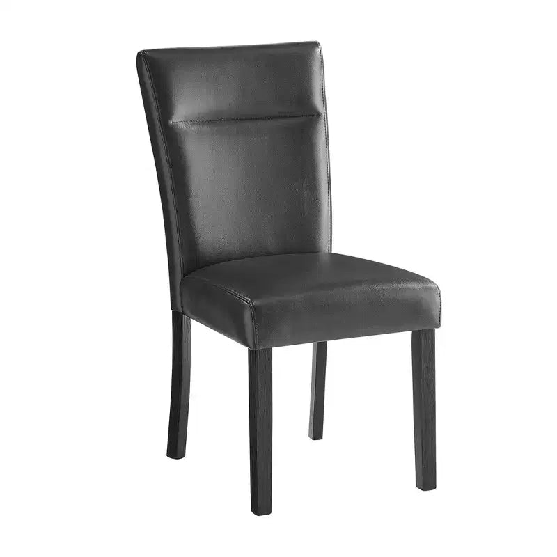 HomeRoots Lot de deux chaises de salle à manger en similicuir et bois anthracite et noir