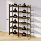 Greenstell Étagère Ouverte Bibliothèque Rustique Vintage à 6 Niveaux avec 4 Crochets, 170 cm