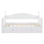 Lit de repos en bois avec lit gigogne et 2 tiroirs de rangement, lit de repos extensible de taille simple à King, cadre de canapé-lit élégant pour salon et chambre à coucher