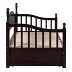 Lit de repos en bois avec lit gigogne et 2 tiroirs de rangement, lit de repos extensible de taille simple à King, cadre de canapé-lit élégant pour salon et chambre à coucher